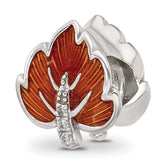 Sterling Silver Reflections CZ Enamel Ember Red Leaf